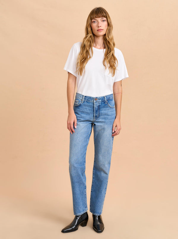 la ligne François Mid-Rise Boyfriend Straight Jean