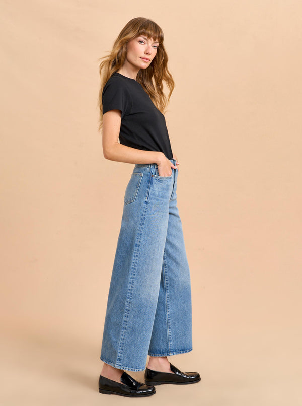 La Ligne Izzie High-Rise Cropped Wide-Leg Jean