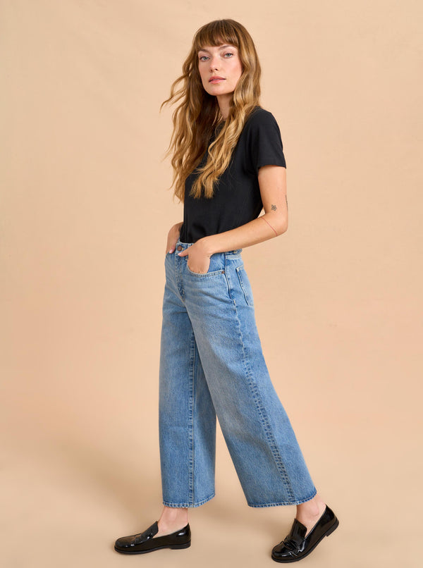 La Ligne Izzie High-Rise Cropped Wide-Leg Jean