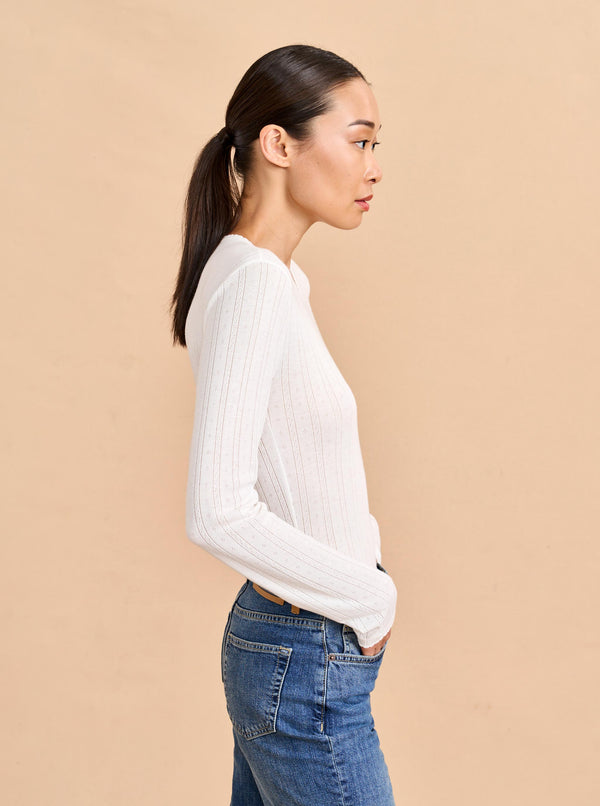 La Ligne Pointelle Long Sleeve Tee