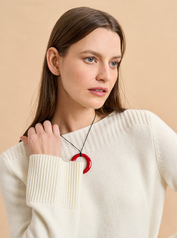 La Ligne Solid Boat Neck Breton Sweater