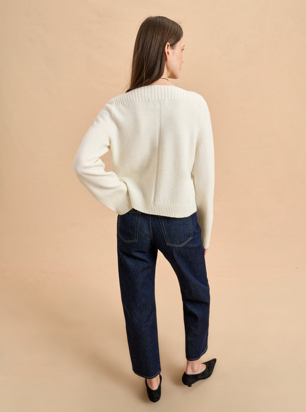 La Ligne Solid Boat Neck Breton Sweater
