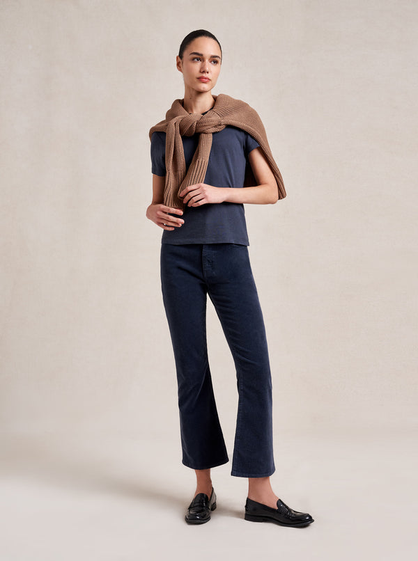 La Ligne Meredith High-Rise Cropped Flare Corduroy Pant