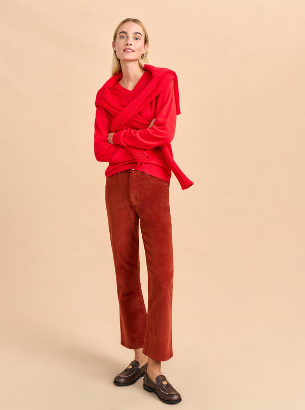 La Ligne Meredith High-Rise Cropped Flare Corduroy Pant - Pre-Loved