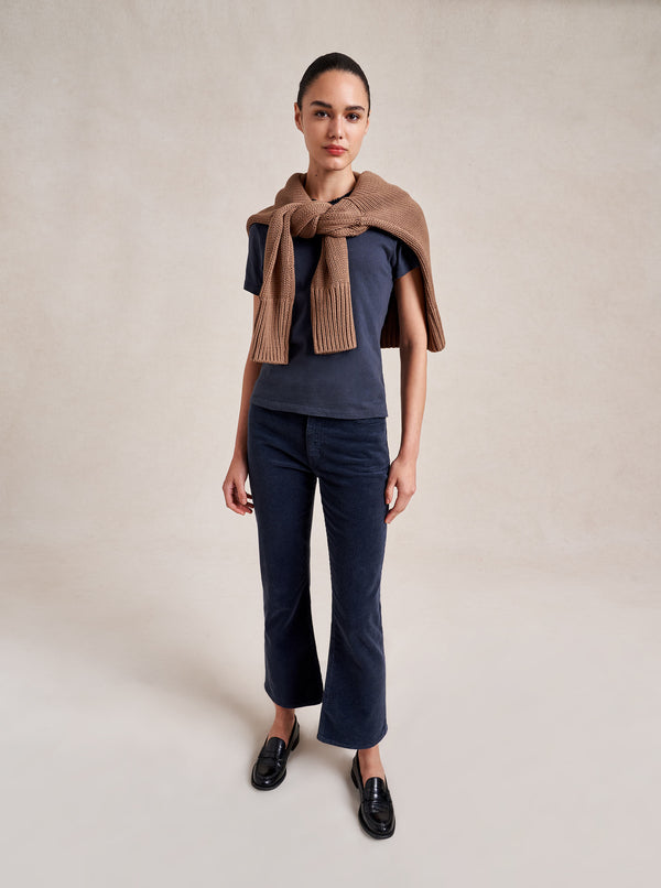 la ligne Meredith High-Rise Cropped Flare Corduroy Pant