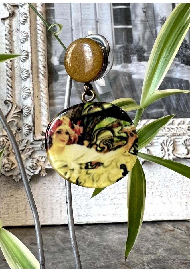 La Muse Art Earrings Green