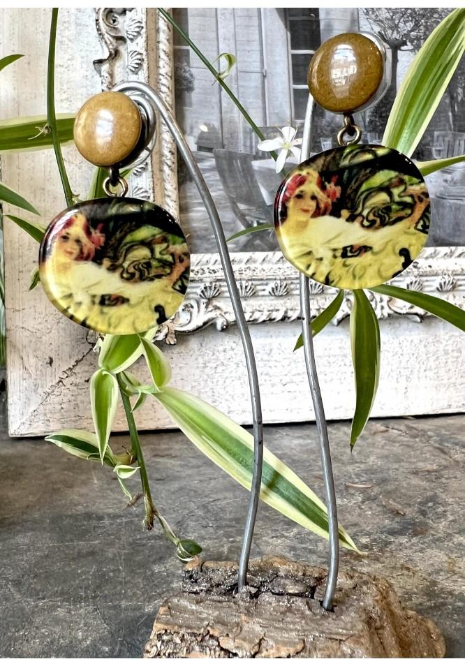 La Muse Art Earrings Green