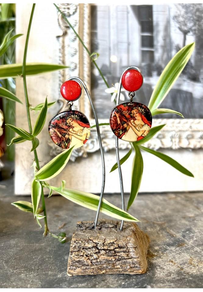 La Muse Art Earrings Red