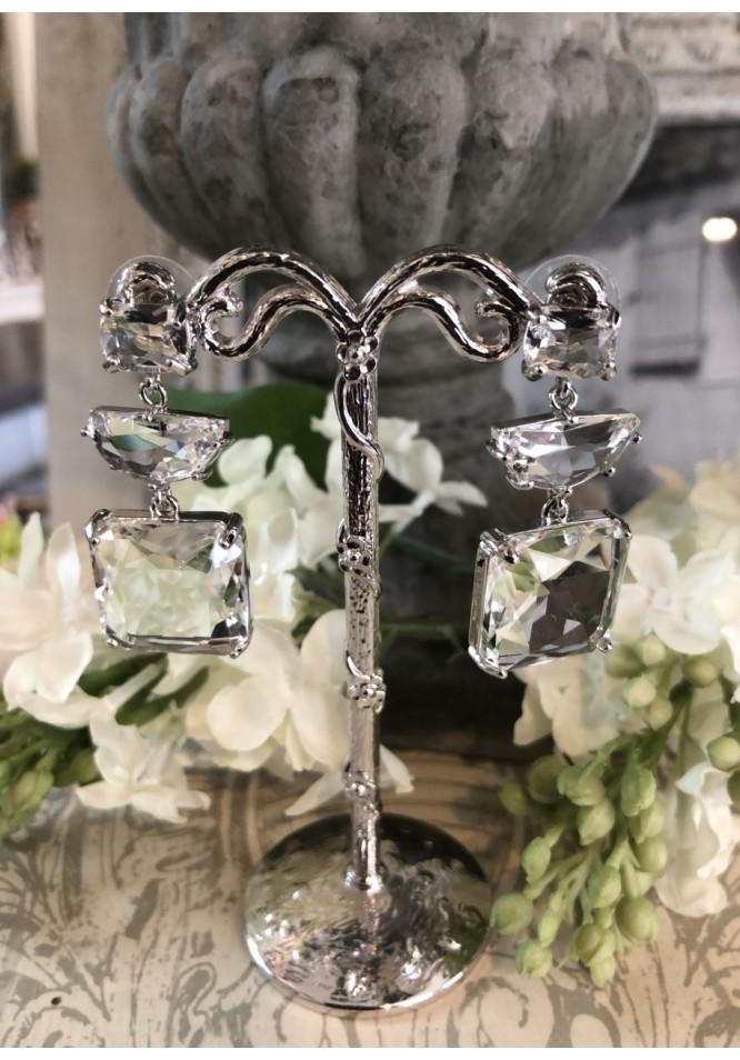 La Muse Clear Crystal Drop Earrings