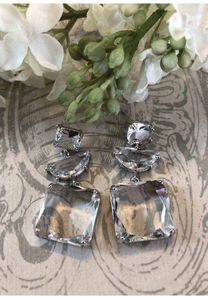 La Muse Clear Crystal Drop Earrings