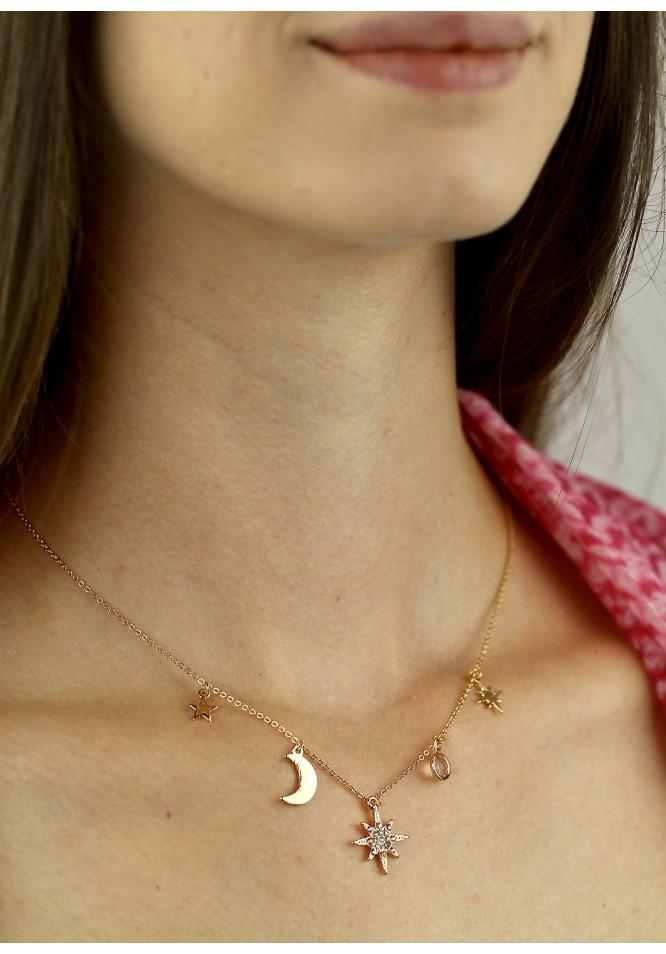 La Muse Delicate Stars And Moon Necklace