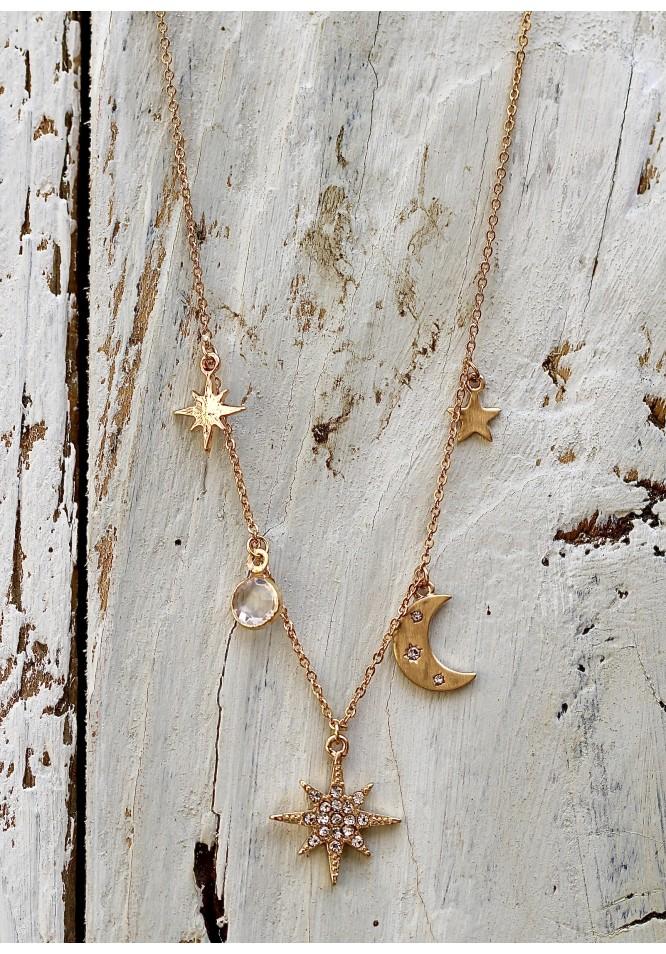 la muse Delicate stars and moon necklace