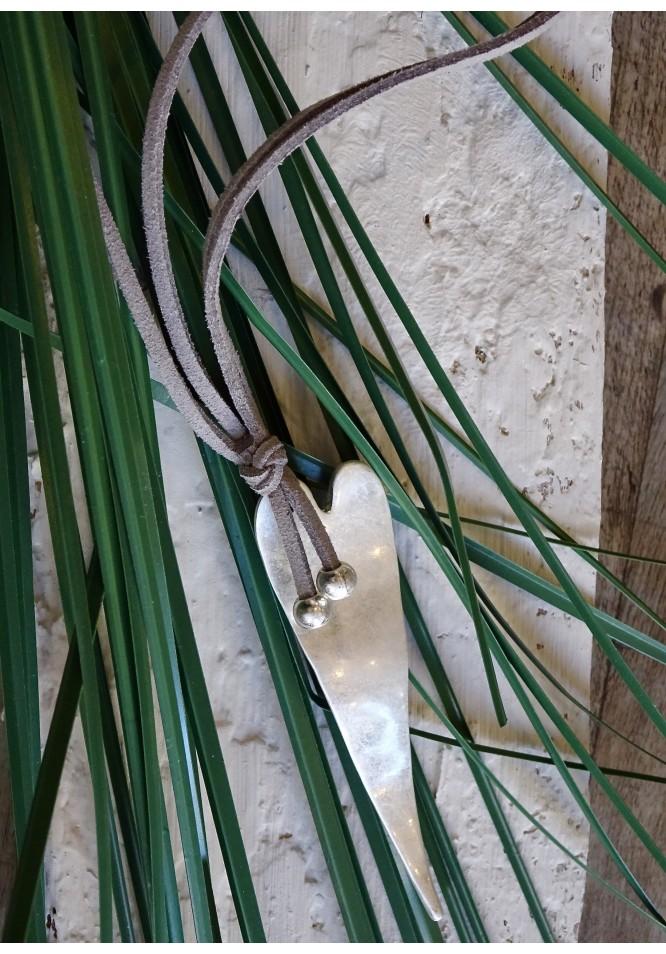 La Muse Elongated Heart Necklace Silver