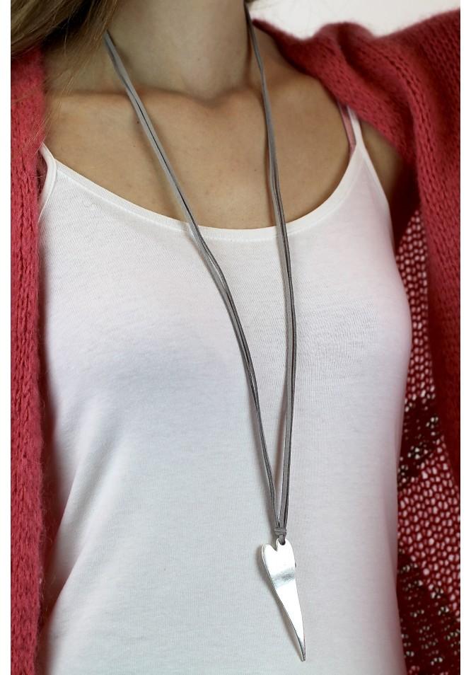 la muse Elongated heart necklace silver