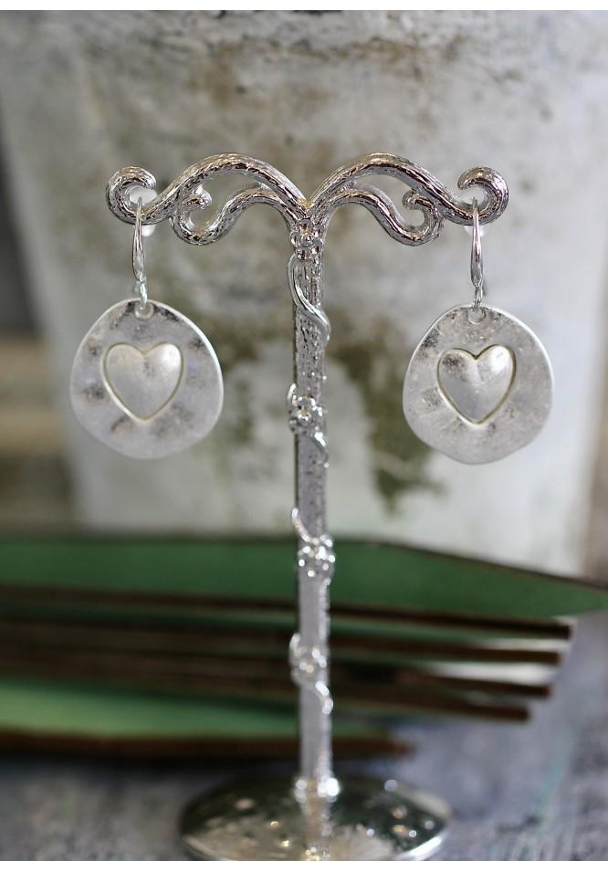 la muse Embossed heart earrings