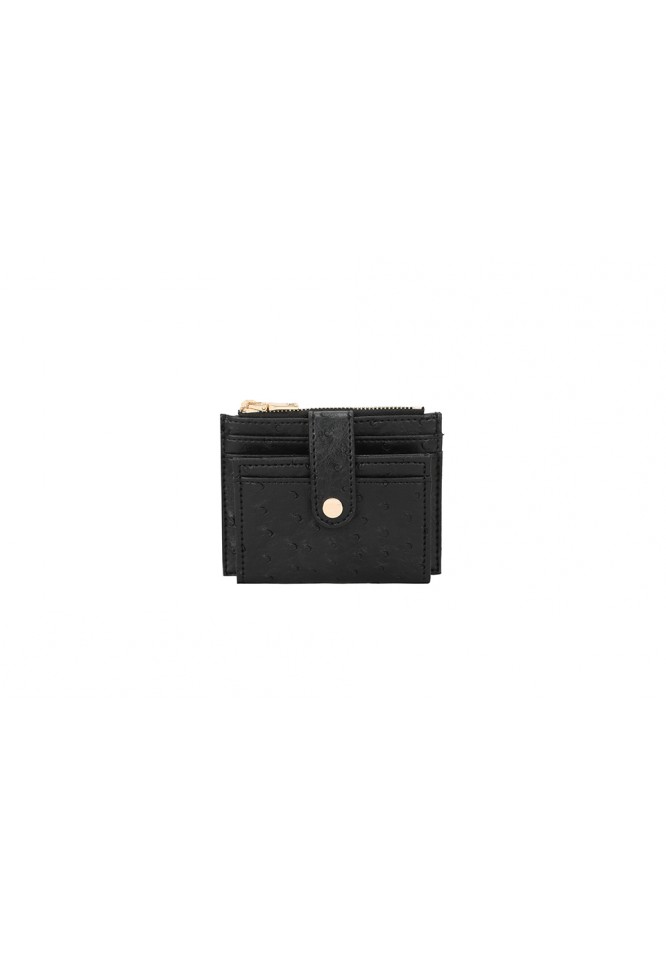 la muse Faux ostrich card wallet black