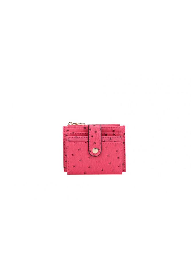 la muse Faux ostrich card wallet hot pink