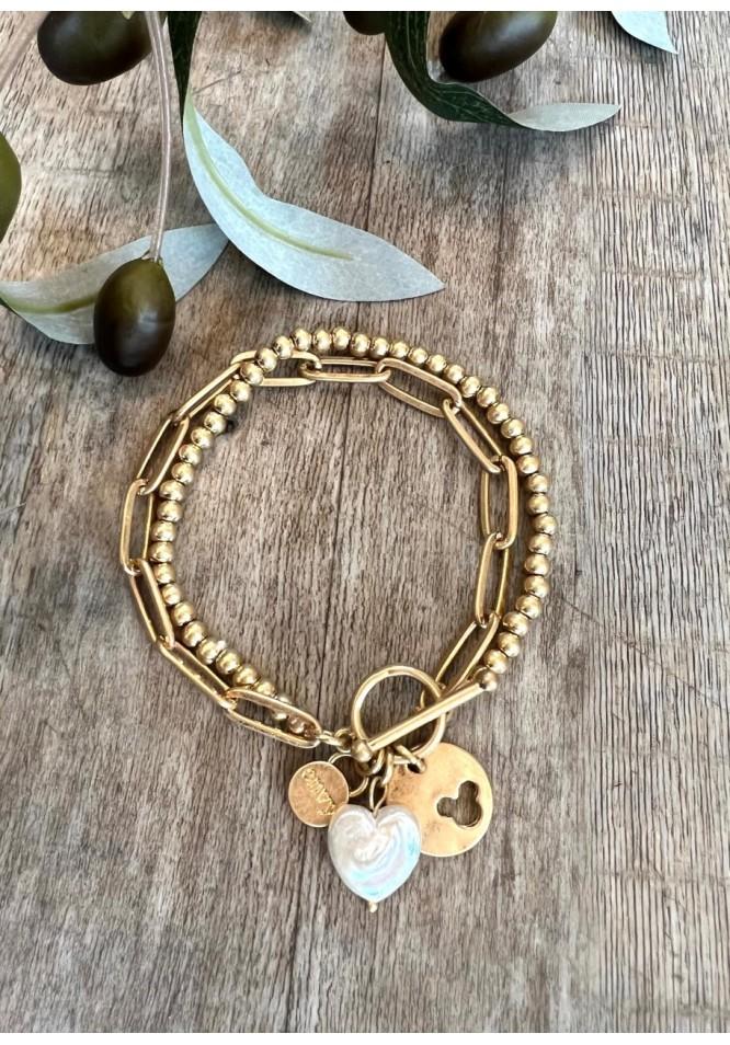 La Muse Freshwater Pearl Heart Bracelet