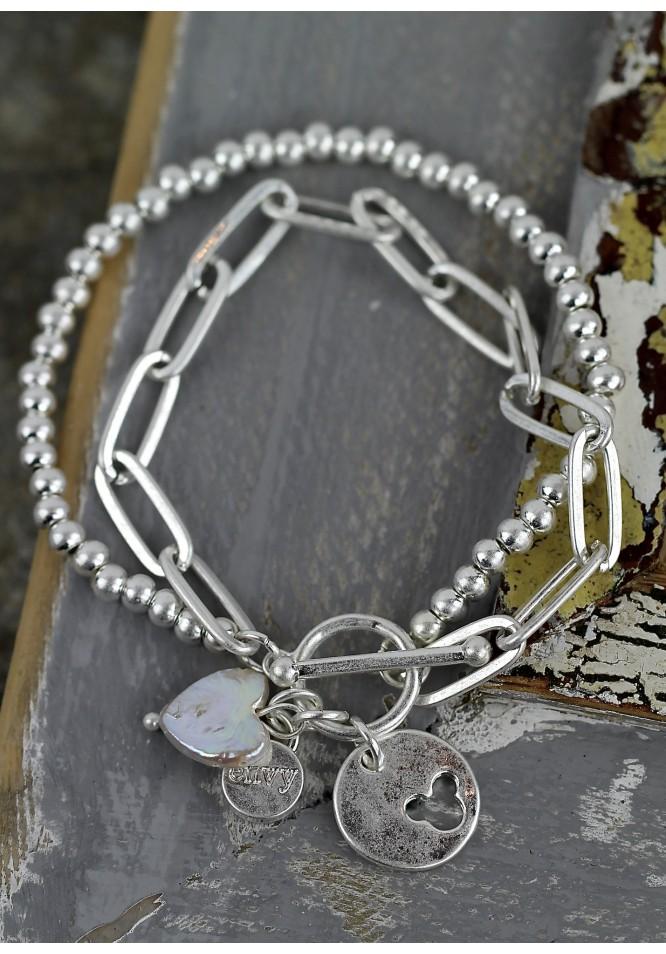 la muse Freshwater pearl heart bracelet