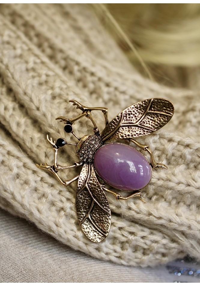 La Muse Giant Purple Bug Brooch