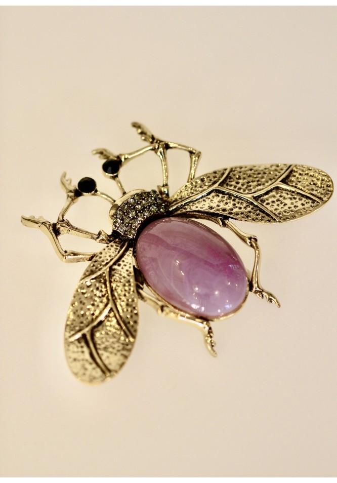 la muse Giant purple bug brooch