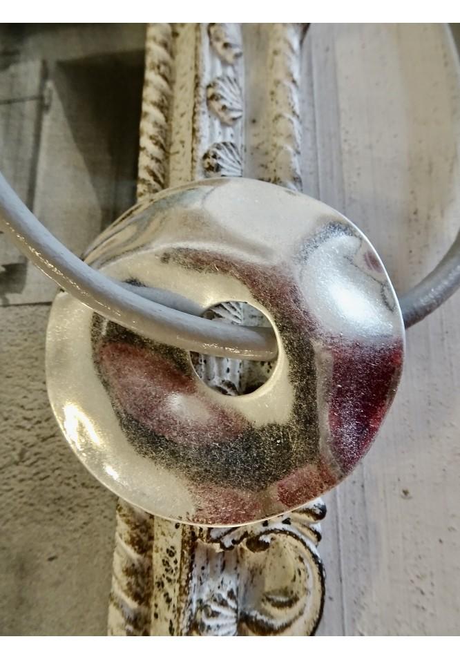 La Muse Hammered Disc Necklace Silver