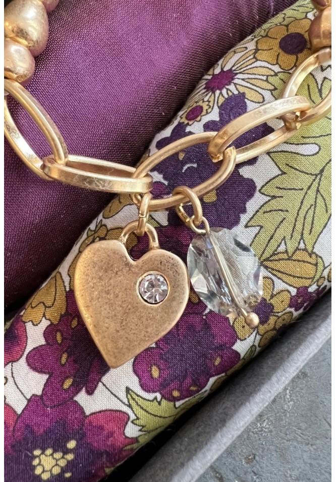 La Muse Heart & Smokey Crystal Bracelet