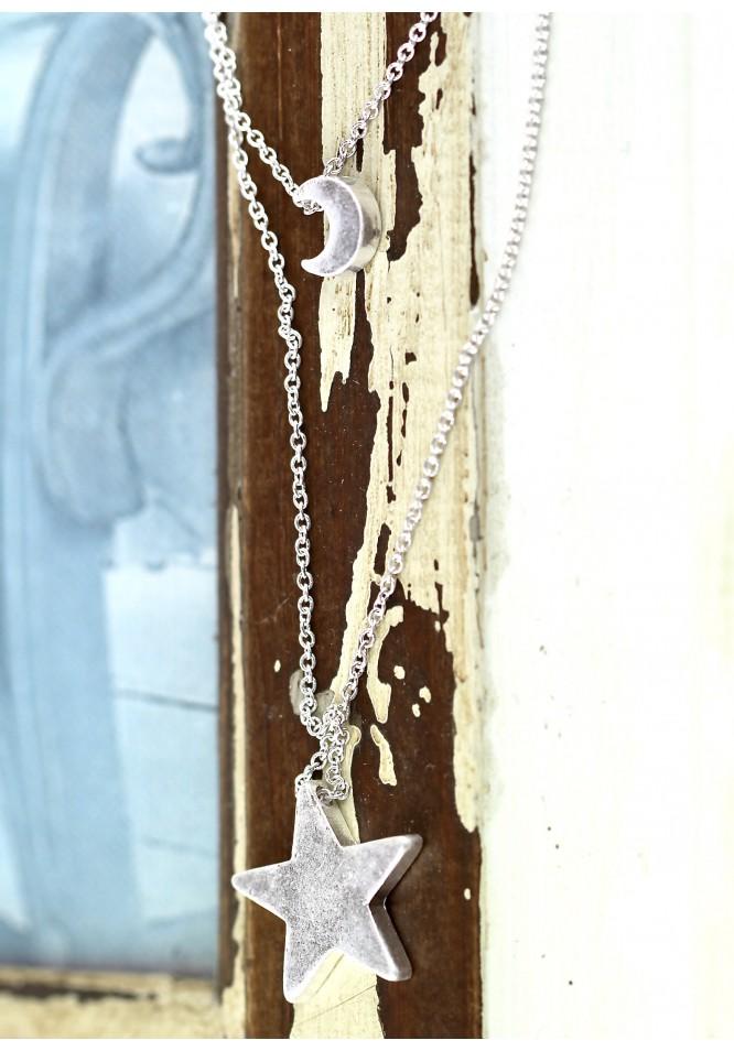 La Muse Long Star And Moon Necklace