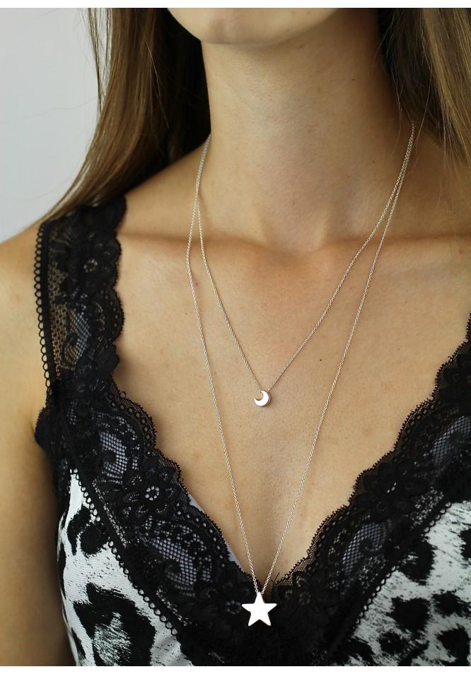 la muse Long star and moon necklace