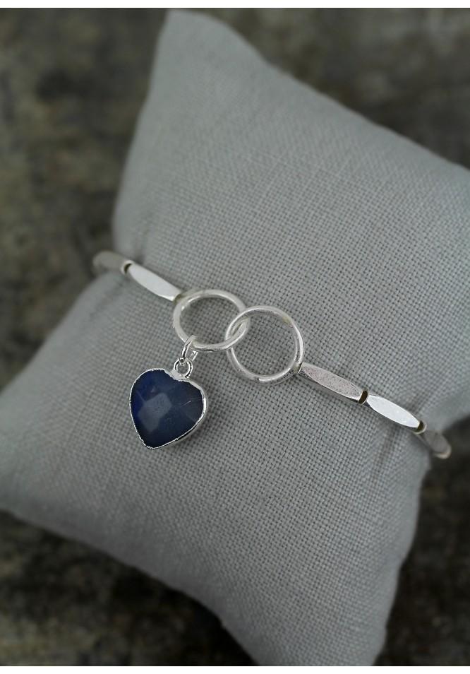 La Muse Matt 'silver' Bracelet With Blue Heart