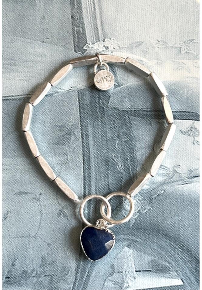 la muse Matt 'silver' bracelet with blue heart