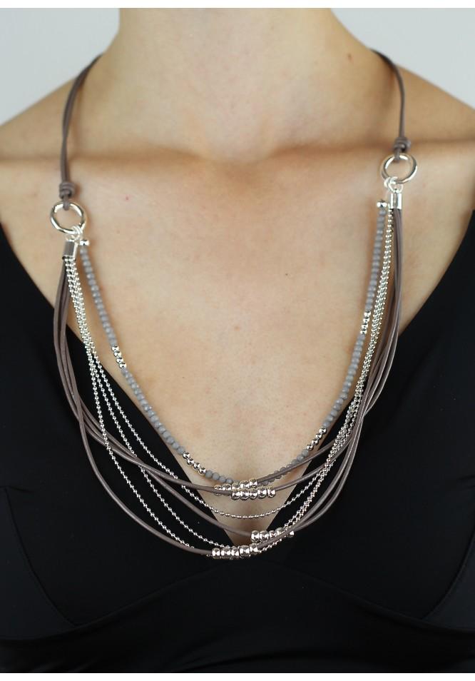 la muse Multi strand leather necklace with beads