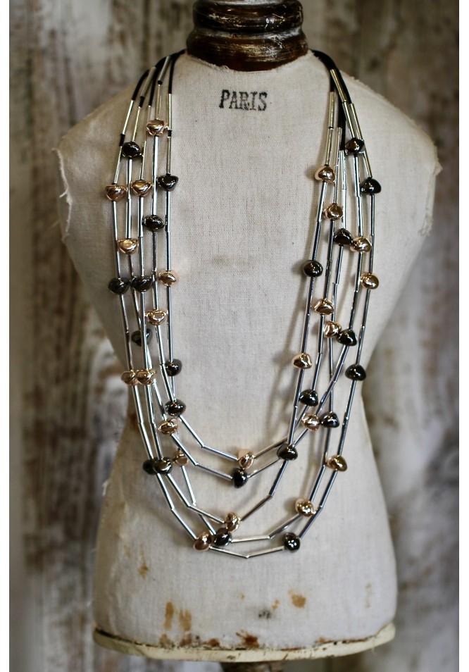 La Muse Multi Strand Nuggets Neckalce
