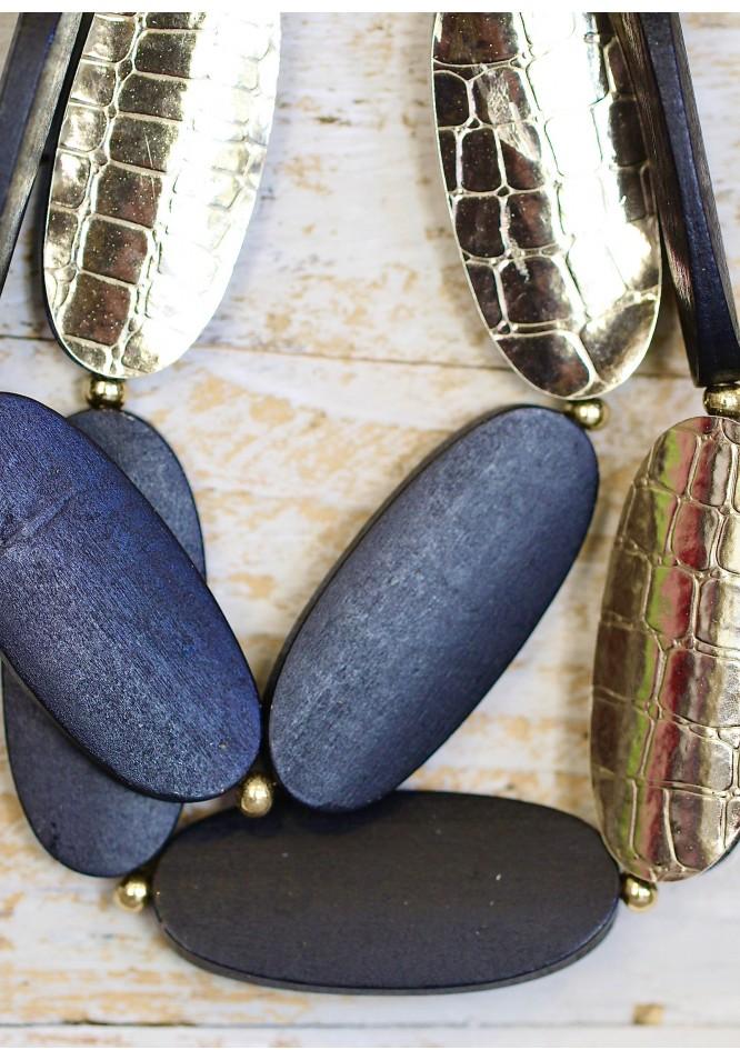 La Muse Necklace With Oval Black And Gold Beads