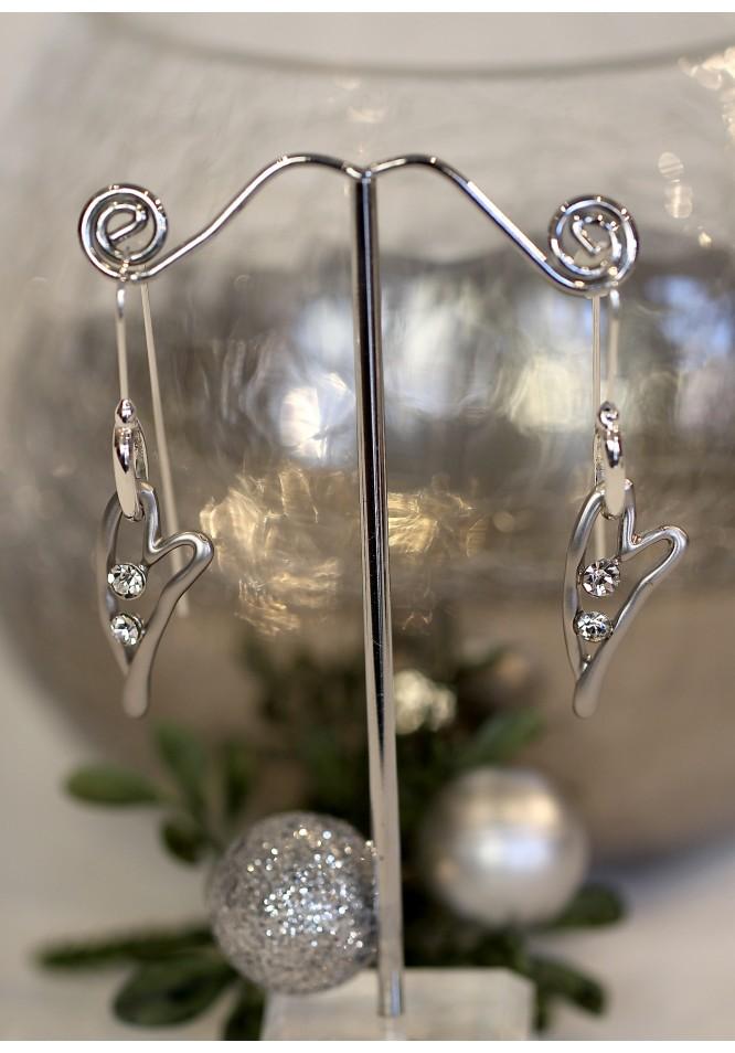 La Muse Open Heart Earrings With Crystals