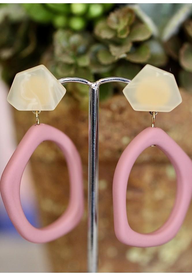 La Muse Pink Hoop Earrings