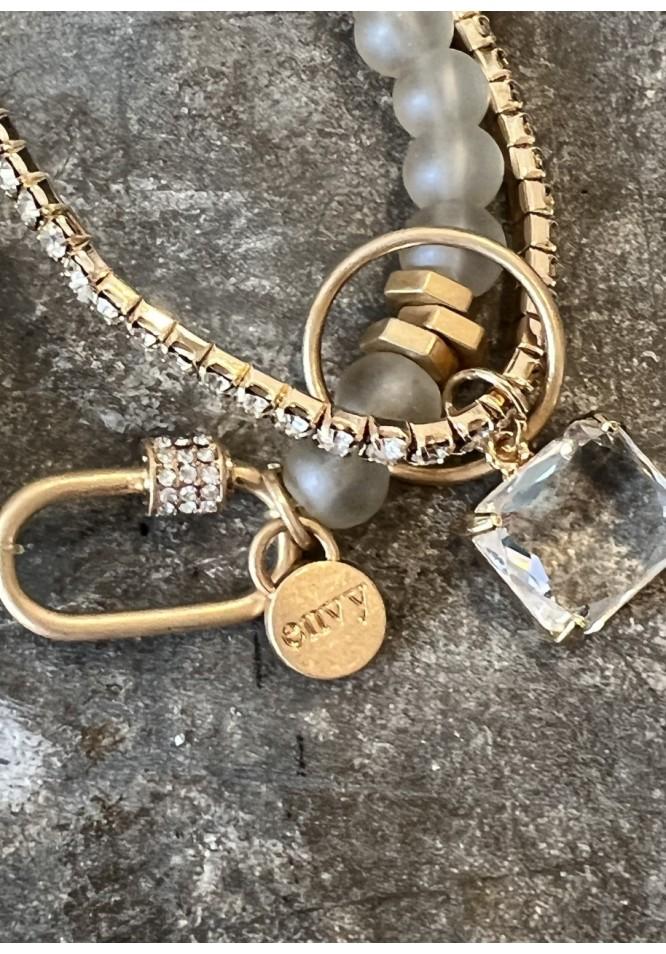 La Muse Two Strand Crystal Charm Bracelet