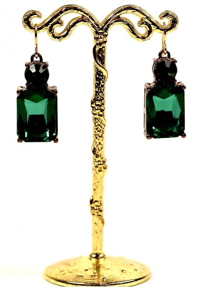 la muse Vintage crystal earrings green