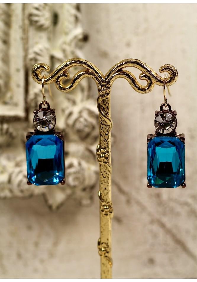 La Muse Vintage Crystal Earrings Turquoise