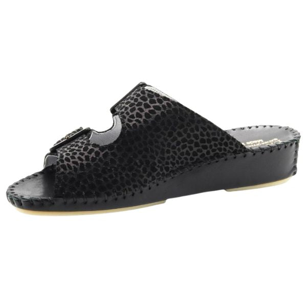 La Plume Jen Animal Print Women's Sandals Black Leopard