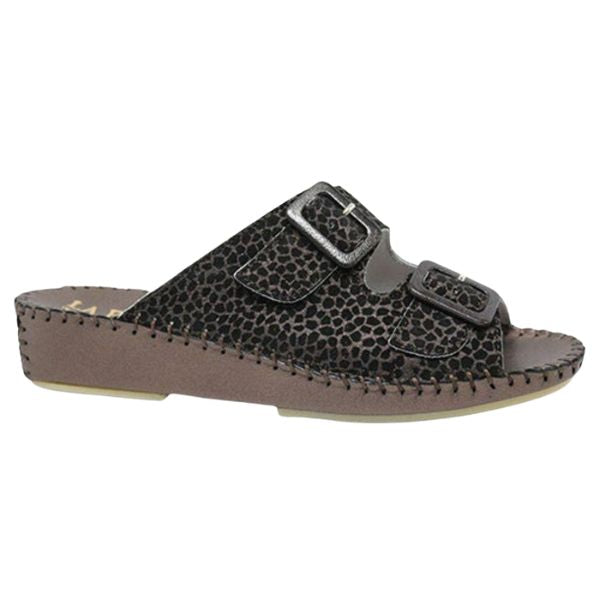 La Plume Jen Animal Print Women's Sandals Black Leopard