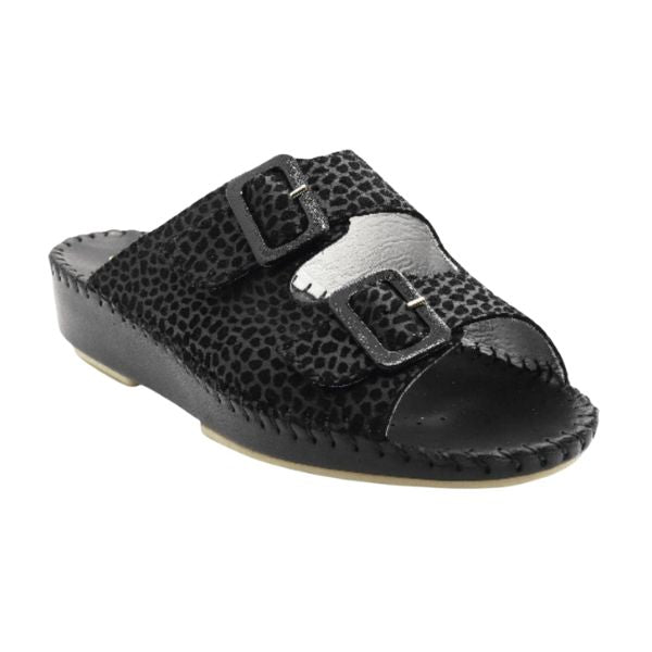 la plume Jen Animal Print Women's Sandals Black Leopard