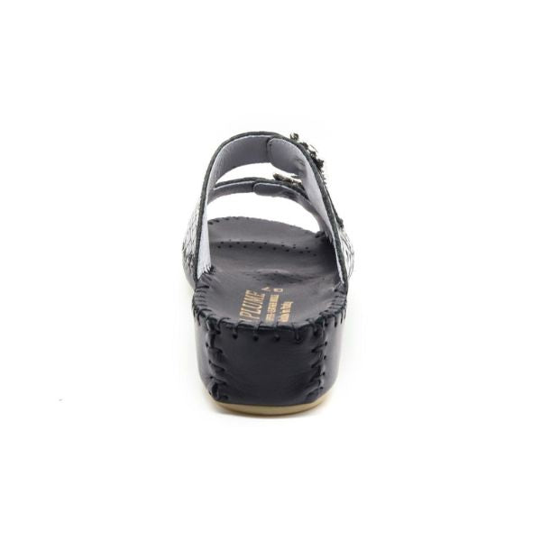 La Plume Jen Rhinestone Women's Sandals Black Croco