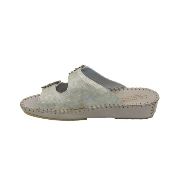 La Plume Jen Rhinestone Women's Sandals White Leather