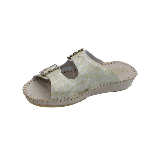 La Plume Jen Rhinestone Women's Sandals White Leather