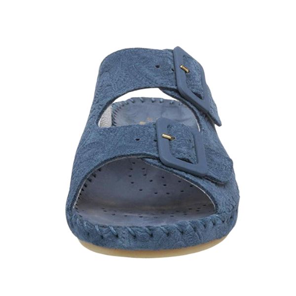 La Plume Jen Tooled Floral Stamped Women's Sandals Denim