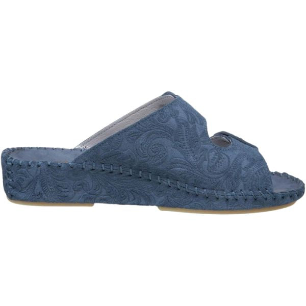 La Plume Jen Tooled Floral Stamped Women's Sandals Denim