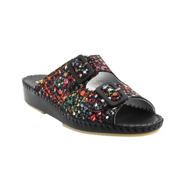 la plume Jen Prints Women's Sandals Black Splash