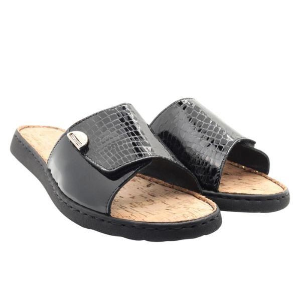 La Plume Raleigh Women's Sandals Black Croco