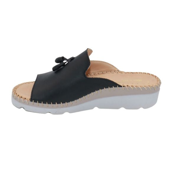 La Plume Tassle Women Slides Black